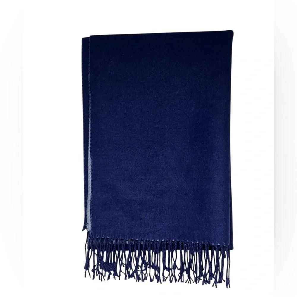 Lambswool Made in Florence Italy navy and gray reversible oversized wrap scarf